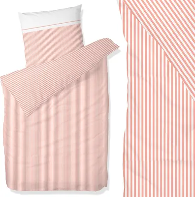 Produktbild von Hahn Satin Bettwäsche 200x200 +2x80x80 cm 8243004-020 rosa weiß gestreift