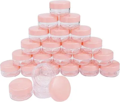 Produktbild von 24er Pack leere 10 ml Lippenpflegedöschen mit Deckeln - Ideal für Reisezubehör - Perfekt für Cremes, Körperlotionen, Gesichtsmasken, Nagellacksteinen - Rosaton