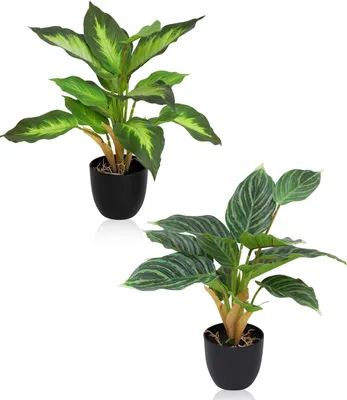 Produktbild von Set aus 2 Kunstpflanzen - Monstera Kunstpflanzen für Innen - Dekorative Pflanzen 37 cm
