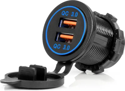 Image de Chargeur de voiture étanche 2xUSB, QC3.0 Indicateur LED 12V/24V AMIO-04218