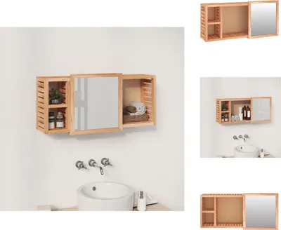 Produktbild von vidaXL Spiegelschrank 80x17x34 cm Massivholz Nussbaum -  Badezimmerwaschtische