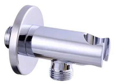 Produktbild von Wandanschlussbogen Rund mit Brausehalterung Wandbogen Messing Chrom 1/2 zoll
