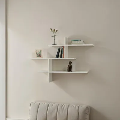 Produktbild von Wandregal 123x80x22 cm, 3 Böden, weiß, für Wohnzimmer
