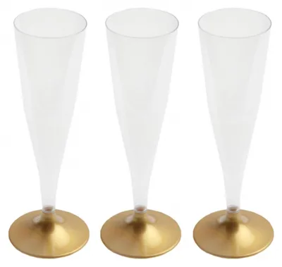 Produktbild von Champagnerglaser - 10x - Kunststoff - 140 ml - gold - wiederverwendbar