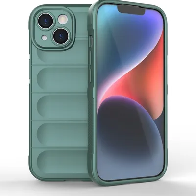 Produktbild von Mobigear Bumpy iPhone 15 Hülle Flexibles TPU Backcover - Grün