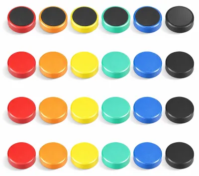 Productafbeelding van Set van 24 sterke magneten in diverse kleuren voor op de koelkast