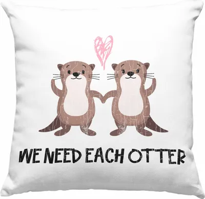 Produktbild von Trendation - Valentinstag Deko-Kissen mit Füllung 40x40 Geschenk für Ihn Sie Lustig We Need Each Otter Geschenkidee Becher Freund Freundin Liebe Paare (Rosa)