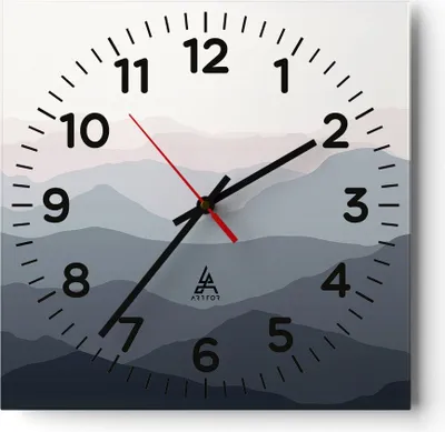 Produktbild von Wanduhr - Quadrat - Glasuhr - Berge Grafiken Buntstift - 30x30cm - Schleichendes Uhrwerk - Lautlos - zum Aufhängen bereit - Dekoration Modern - Wanddekoration aus Glas - C4AC30x30-4389
