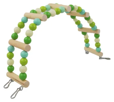 Productafbeelding van Vogel speelgoed: houten kralenladder, 70x10 cm, kleurrijk, geschikt om op te hangen voor papegaaien en parkieten