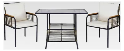 Produktbild von 3-teiliges Gartenset aus PE-Rattan, Bistroset mit 2 Stühlen und 1 Tisch, Gartenmöbel Set mit Kissen, Sitzgruppe für 2 Personen, Outdoor Lounge für Hof, Terrasse und Pool (Beige)