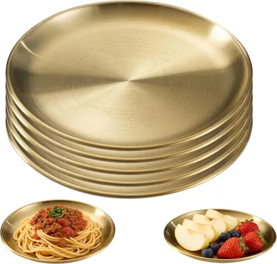Produktbild von Edelstahl Teller rund 20 cm, 5 Stück, für Camping