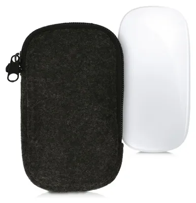 Produktbild von kwmobile Tasche kompatibel mit Apple Magic Mouse 1 / 2 - Filz Hülle für Computer Maus - Schutzhülle für PC Mouse Dunkelgrau