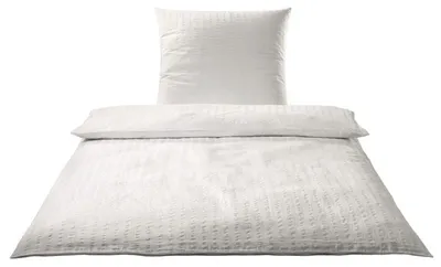 Produktbild von Elegante Seersucker Bettwäsche-Garnitur Chelsea 7013 Größe 40x80 135x200 cm Farbe Wollweiss