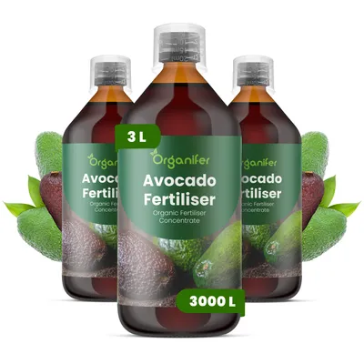 Obrázek produktu pro Avokádo Tekuté Hnojivo 3x1 L – 2-1-8 NPK – Pro Ovocné Stromy – Pro Silné Stromy & Zdravé Listy – Podporuje Kořeny & Vitalitu – Organifer