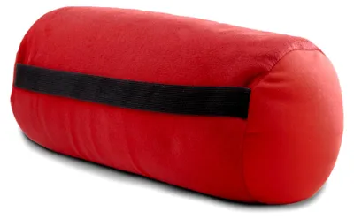 Produktbild von Nackenrolle mit Gummiband 30 x 16 cm rot Plüsch Auto Nackenkissen Micropearls Füllung Reisekissen