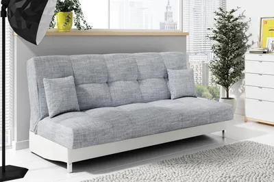 Produktbild von LIKMA Schlafsofa 3 Sitzer ausziehbar Dunkelgrau + Weiß Kunstleder 195x91x85 cm mit Bettkasten & Schlaffunktion ohne Armlehnen