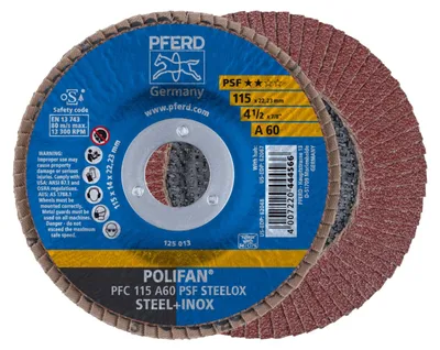 Produktbild von Pferd Lamellenschleifscheibe Körnung 60NK-A Durchmesser 115mm konisch für Metalle / Kunststoff Bohrung 22,23mm - 67746115