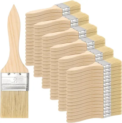 Zdjęcie produktu dla Płaski pędzel, szerokość 50 mm, 100 sztuk, farba akrylowa, drewniany uchwyt, do prac malarskich