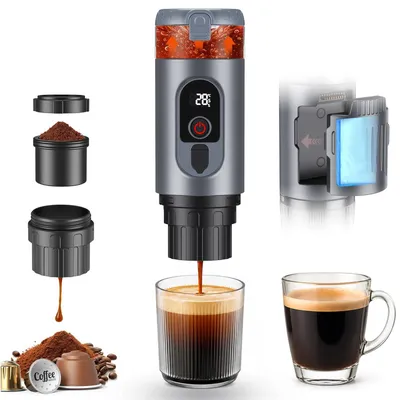 Tragbare Espressomaschine 2-in-1, 20 bar, 7650 mAh Akku, USB-C
