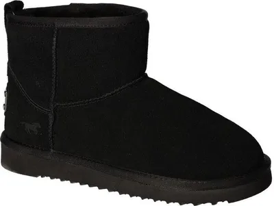 A single black winter boot is shown against a white background.