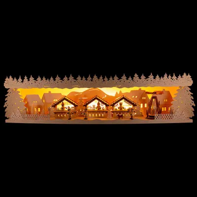 Produktbild von Schwibbogenerhöhung Weihnachtsmarkt verschneit (76x18,5cm) von Tietze Erzgebirgsdesign