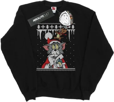 Produktbild von Tom And Jerry - "Christmas Fair Isle" Sweatshirt für Herren BI47003 (S) (Schwarz)