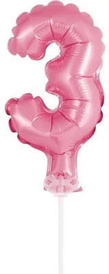 Produktbild von Kuchendeko Mini Folienballon rosa Zahl 3