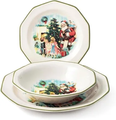 Produktbild von Weihnachtsgeschirr - Geschirrset Weihnachten - Porzellan - Geschirr für Weihnachten - Abendessen set - Tischdekoration Weihnachten - Feierliches Geschirr - Weihnachtstisch - Geschirrset weiß rot