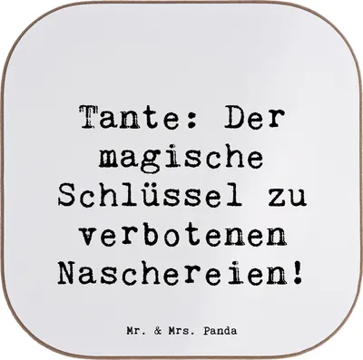 Produktbild von Mr. & Mrs. Panda Holzuntersetzer Spruch Zauberhafte Tante - Weiß - Geschenk, einzigartige Designs, Coaster, gläseruntersetzer, Getränkeuntersetzer, Naschereien, Familie