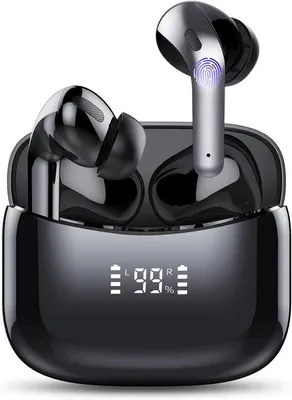 Immagine prodotto di Auricolari wireless intrauricolari, autonomia della batteria di 35 ore, display LED, caricabatterie USB-C,  IPX7, colore nero