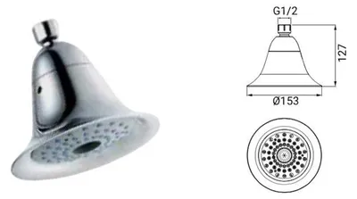 Produktbild von Kopfbrause ABS 2 Strahlarten wassersparend verchromt