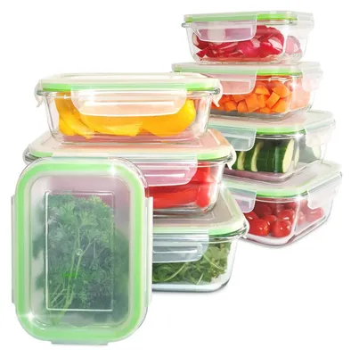 Produktbild von Fresh Master Frischhaltedosen Set 16-tlg. Borosililatglas, (2 x 370 ml, 2 x 640 ml, 2 x 1.050 ml, 2 x 1.520 ml Frischhaltedose mit Deckel)