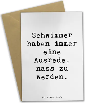 Produktbild von Mr. & Mrs. Panda Klappkarte Spruch Schwimmen Ausrede - Weiß - Geschenk, Nass, Schwimmliebe, kommunionskarte, Schwimmtraining, vatertagskarte, Grußkarte, Chlorgeruch