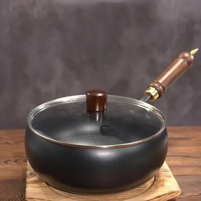Produktbild von Handgesmeide Antiaanbakpan - mit Glasdeckel - 24 cm - für Induktions-, Gas- und Keramikherd - schwarz