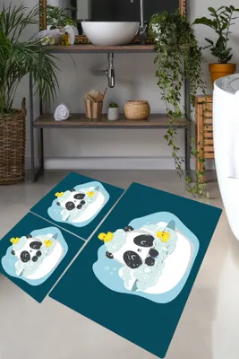 Produktbild von Mijolnir, Panda In The Water, Badematten-Set (3-teilig), Mehrfarbig, 100% POLYESTER, 50 x 60 cm