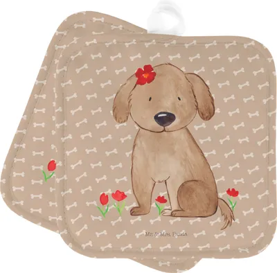 Produktbild von Mr. & Mrs. Panda Topflappen Hund Dame - Hundeglück - Geschenk, Topfuntersetzer, Sprüche, Liebe, Hunde, Kochlappen, Hundebesitzer, Hundeliebe, topfhalter, Set, Liebenswert
