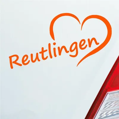 Produktbild von Auto Aufkleber Reutlingen Herz Stadt City Love Liebe 15,5x8 cm Orange Sticker Heckscheibenaufkleber