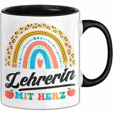Produktbild von Lehrerin Mit Herz Tasse Lustiges Geschenk Für Klassenlehrerin (Schwarz)