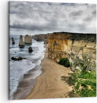 Produktbild von Bild auf Leinwand - Leinwandbild - Strand Ozean Landschaft - 50x50cm - Wand Bild - Wanddeko - Leinwanddruck - Bilder - Kunstdruck - Wanddekoration - Leinwand bilder - Wandkunst - AC50x50-0141