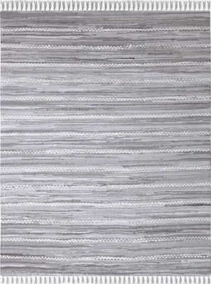 Obrázek produktu pro MY-RUG patchworkový koberec, Nandini, 230x160, Chindi koberec šedý, z recyklovaných bavlněných zbytků, ručně tkaný, oboustranný, s třásněmi, obdélníkový tvar