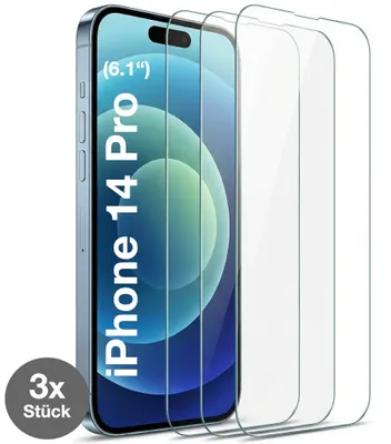 Produktbild von 3x iPhone 14 Pro Panzerglas Panzerfolie Displayschutz Schutzfolie Echt Glas Schutzglasfolie Display Folie 9H