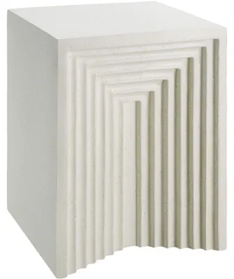 Produktbild von tectake® Beistelltisch, 38x38x51cm, wetterfest, Magnesiumoxid, Reliefstruktur an den Seiten, Couchbeistelltisch, Ablagetisch, Dekotisch, in creme