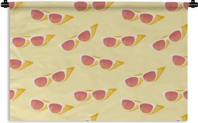 Produktbild von MuchoWow® Wandteppich Wandbehang Sonnenbrille - Sommer - Pastell 90x60 cm Tapisserie Dekoration Wandtuch - Wandskulpturen - Bildteppich