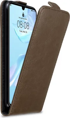 Produktbild von Cadorabo Hülle für Huawei P30 Schutz Hülle in Braun Flip Etui Handyhülle Case Cover