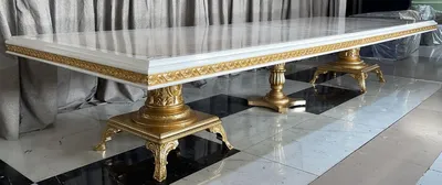 Produktbild von Casa Padrino Luxus Barock Esstisch Creme / Weiß / Gold - Riesiger Massivholz Esszimmertisch - Esszimmer Möbel im Barockstil - Barock Möbel - Barock Einrichtung - Edel & Prunkvoll