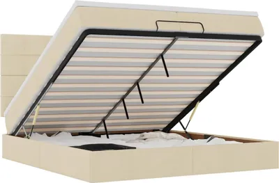 Productafbeelding van vidaXL Ottomanbed met matras en LED-verlichting, crème, 200x200 cm, gestoffeerd
