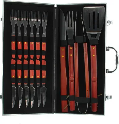 Produktbild von Edco Grillbesteck mit Aluminiumkoffer Edelstahl BBQ 45535