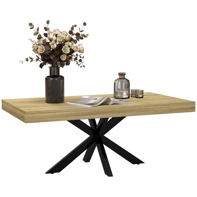 Image de HOMCOM Table Basse rectangulaire table d'appoint Style Industriel en métal Noir et Plateau aspect Bois - dim. 110 x 60 x 45cm