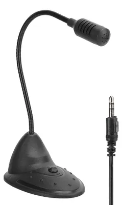 Productafbeelding van ABS zwart, omnidirectionele microfoon met 3,5 mm stekker. Verstelbare, bedrade notebook-microfoon