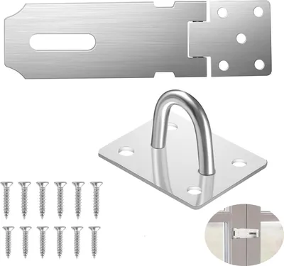 Produktbild von Vorhängeschloss Haspe 13cm, 304 Edelstahl Schlossriegel Überfalle Schloss, Sicherheitsüberfalle mit Schrauben Vorhängeschloss Riegel für Vorhängeschloss, Schränke,Tore